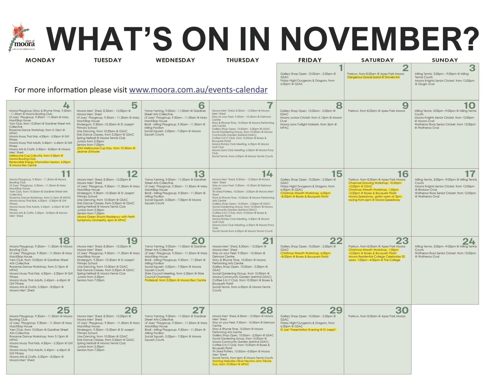 What's on in November